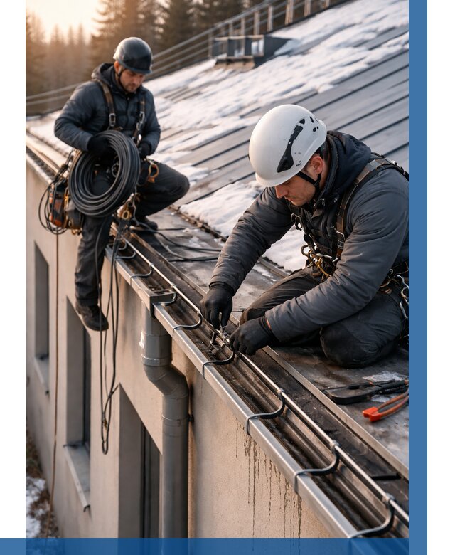 Монтаж греющего кабеля на кровле в Заволжье от 458 р. | ВЫСОТНИК-Звл