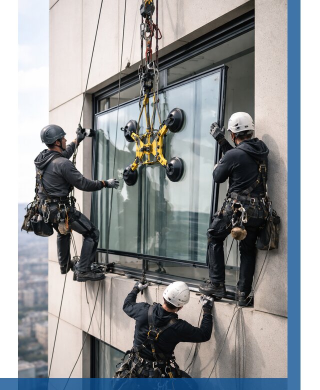 Монтаж стеклопакетов на высоте в Заволжье от 3259 р. | ВЫСОТНИК-Звл