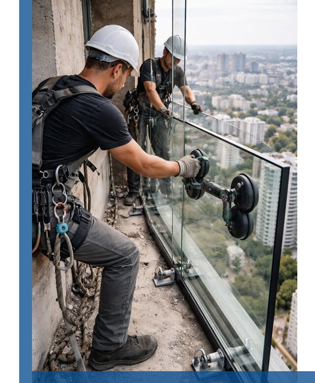 Монтаж стеклянных ограждений под ключ с гарантией в Заволжье