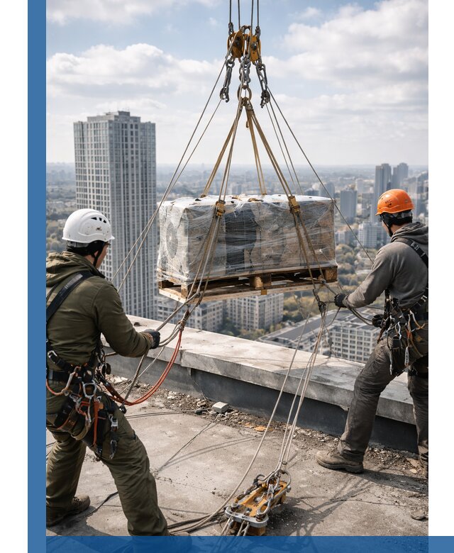 Подъем и монтаж крупногабаритных грузов на крышу в Заволжье