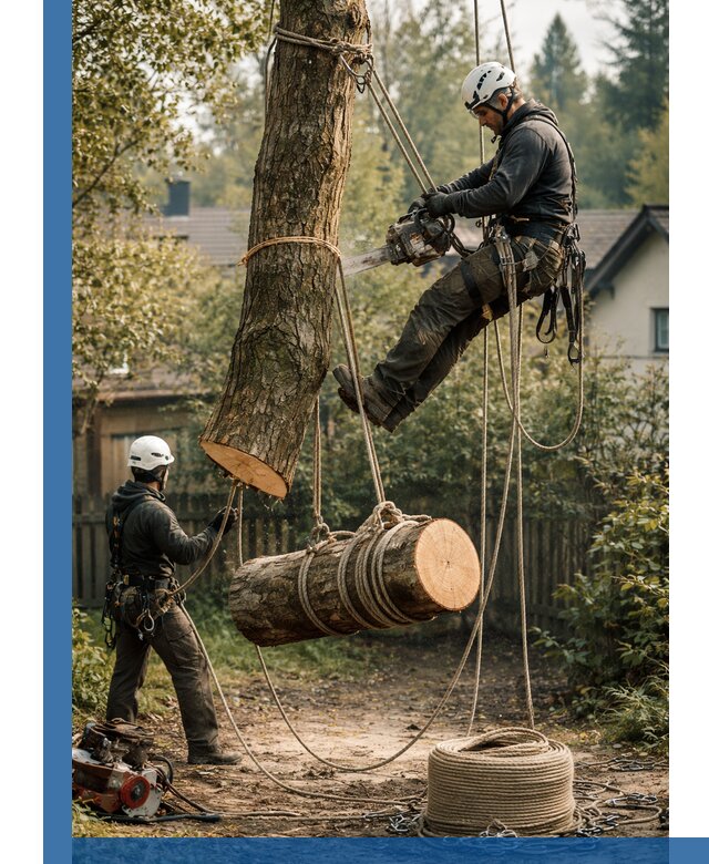 Валка деревьев частями в Заволжье, безопасно и аккуратно