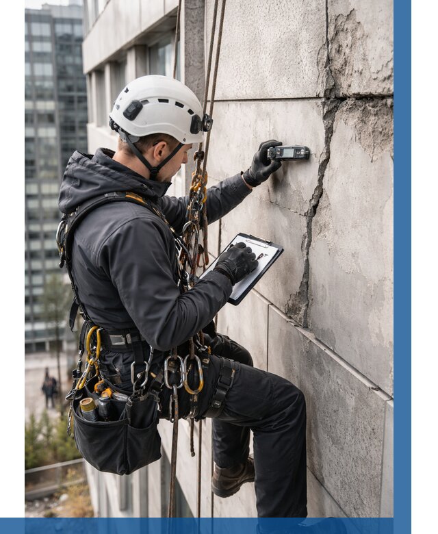Обследование фасада альпинистами в Заволжье от 122 р. | ВЫСОТНИК-Звл