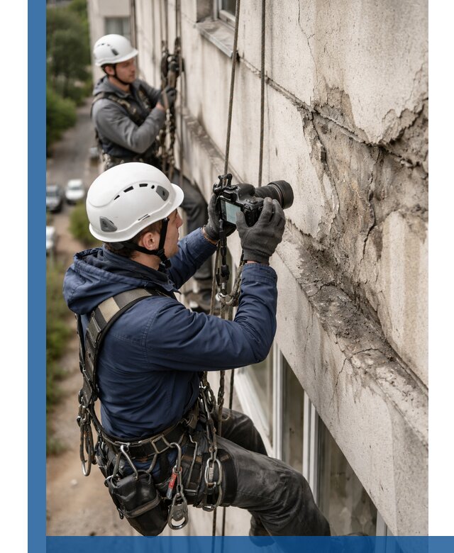 Фотофиксация дефектов фасада с высотной съемкой в Заволжье