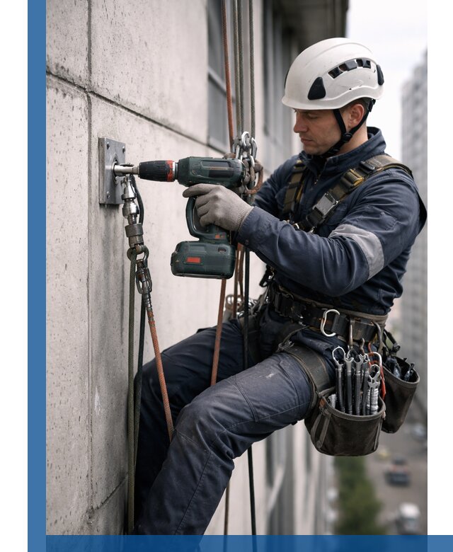 Установка анкерных точек для высотных работ в Заволжье