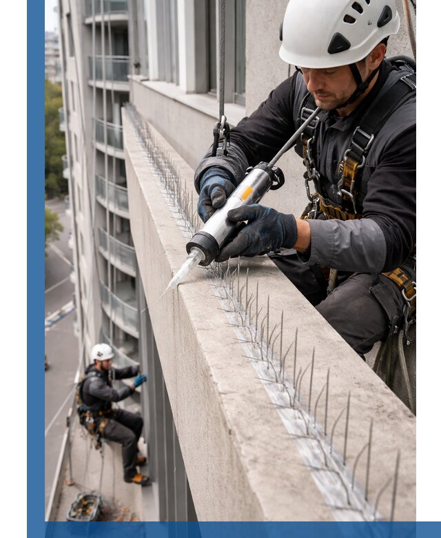 Установка шипов от птиц на фасадах и кровлях в Заволжье